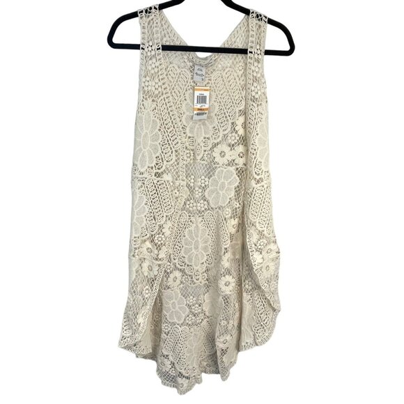 American rag cardigan boho floral flowy lace sheer cotton white small READ new - Picture 1 of 9